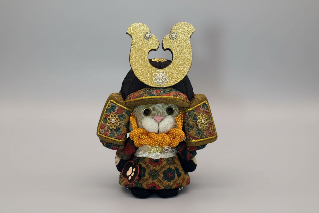 JUHO-TOUGEI  木目込み　ねこ大将　はなまる　兜