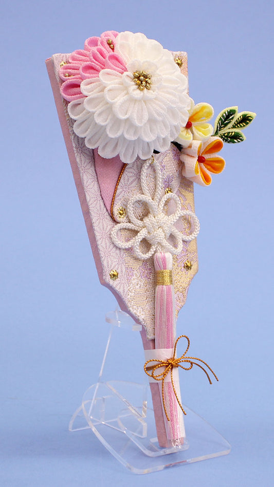 JUHO-TOUGEI つまみ簪羽子板 7号マム（白）アクリルスタンド付き