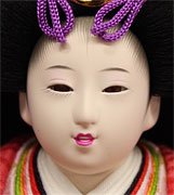 雛人形ケース飾り 二人 芥子親王 会津蒔絵ピンク　姫顔