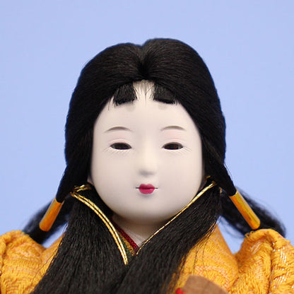 雛人形平飾り 創作雛 葵 金彩刺繍衝立　姫顔