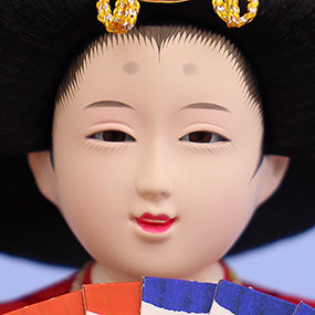 雛人形ケース飾り 五人 柳親王 円華ドーム型赤　姫顔