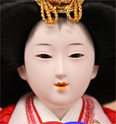 雛人形ケース飾り 二人 幅57㎝ 小三五親王 s2436金彩梅扇六角　姫顔