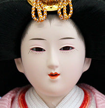 雛人形ケース飾り 二人 小三五親王 刺繍雪輪桜　姫顔
