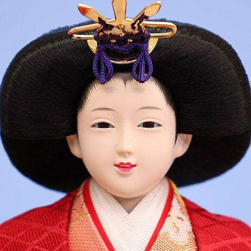 雛人形ケース飾り 二人 幅53㎝ 三五親王 彩美六角黒金ぼかし　姫顔