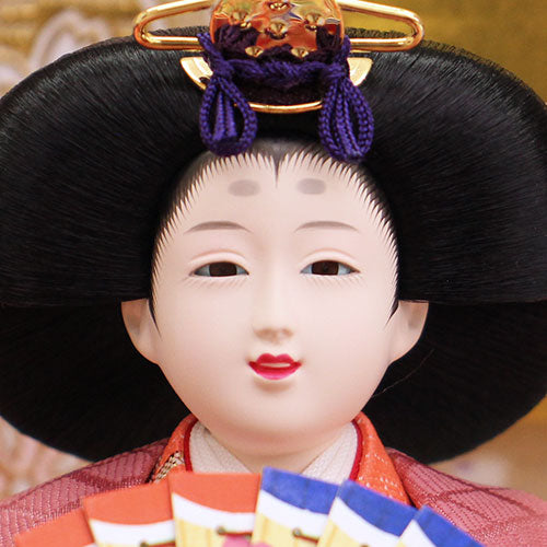 パノラマ雛人形 雛人形 ケース飾り 五人 幅53cm｜アクリルパノラマ 五人飾り 光華 木目