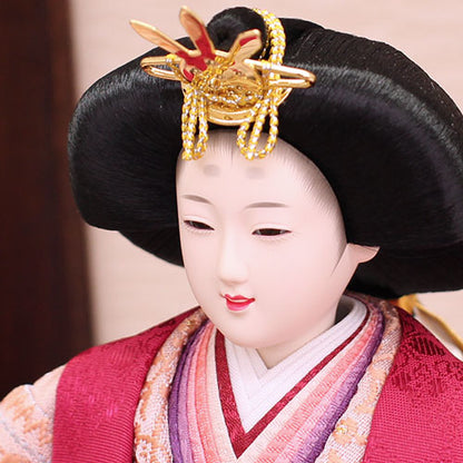 雛人形収納飾り 三五二人 ダークブラウン　姫顔