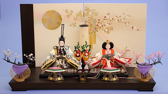 ひな道具紅白梅　花かご中　飾りイメージ