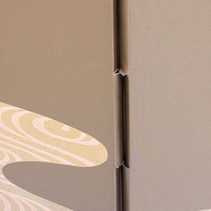 Folding screen for Hina dolls, 30cm high, 10-go Sankyoku, gray cherry blossom flowing water