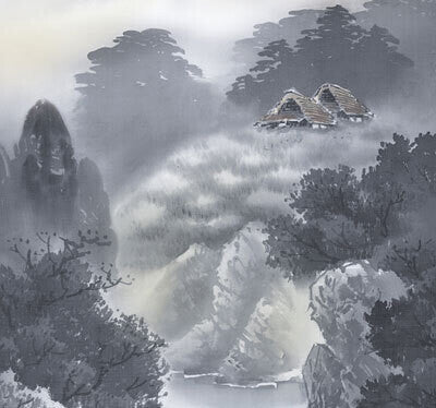 山水画　幽山蒼流　尺五　伊藤渓山