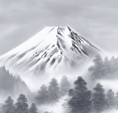 山水画　富岳情景　尺五　伊藤渓山