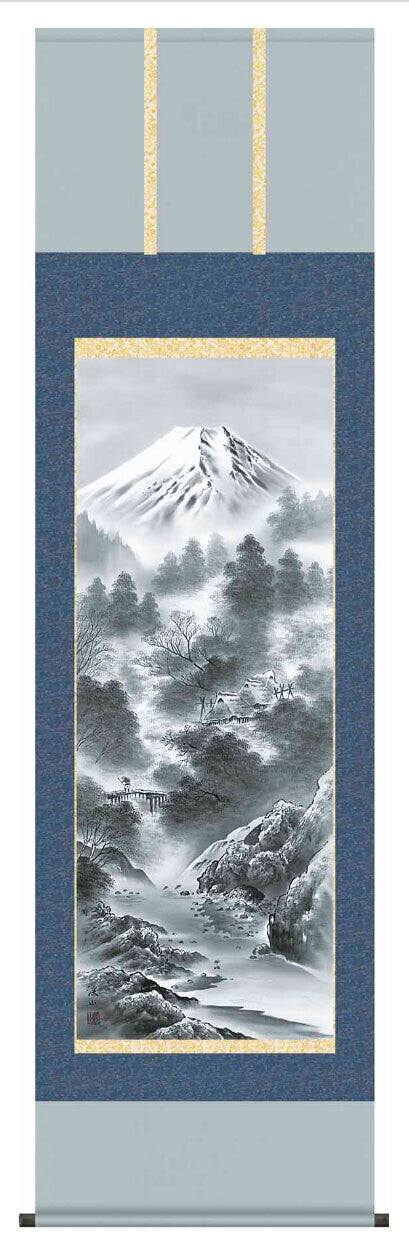 山水画　富岳情景　尺五　伊藤渓山