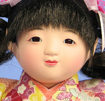 雏人偶，舞动的人偶，坐着的格子人偶，花玩，粉梅图案