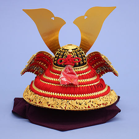 五月人偶单个兜 高39厘米 一德作品第9号 纯金箔竹雀兜 单件