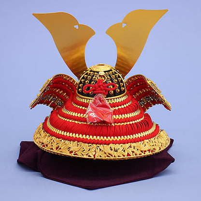 五月人偶单个兜 高39厘米 一德作品第9号 纯金箔竹雀兜 单件