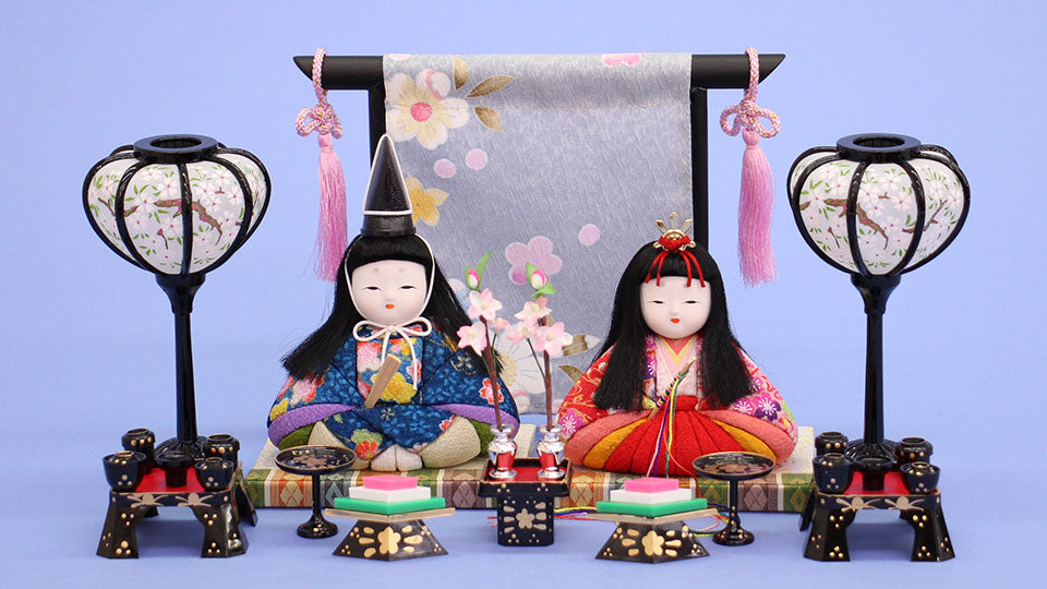 木目込み雛人形 寿鳳作豆雛几帳膳揃え飾り