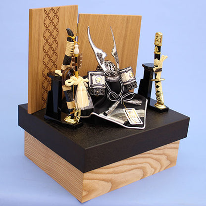 Boy's Day Doll kabuto Storage Set Width 30cm Compact No. 3 Smoked Silver Rising Dragon Tamo Shippo