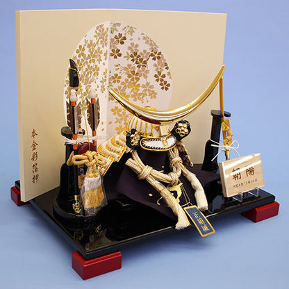 五月人形 兜飾り 幅 40㎝  白金伊達兜　丸桜平飾りセット