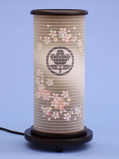 小型サイズ盆提灯高さ29m インテリア燈明 小桜の舞（薄茶）家紋付き