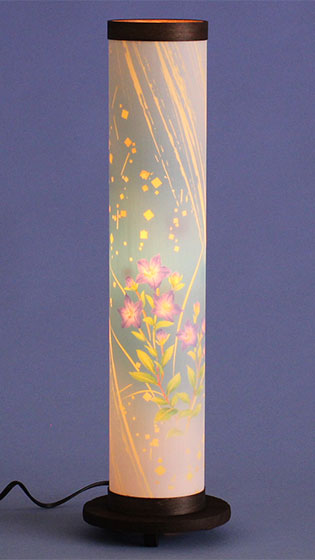 インテリア燈明 香奈の舞 焼桐丸台(桔梗)高さ50cm　暗所点灯