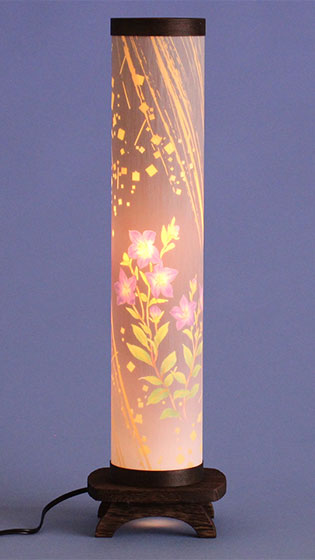 インテリア燈明 香奈の舞 焼桐立台(桔梗)高さ50cm　暗所点灯