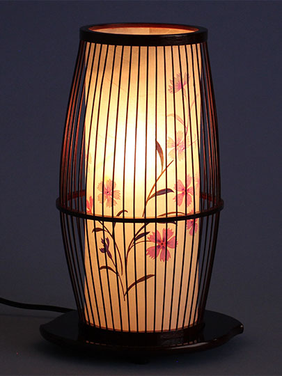 インテリア盆提灯 京竹1号 溜塗り(撫子)高さ30cm　暗所点灯