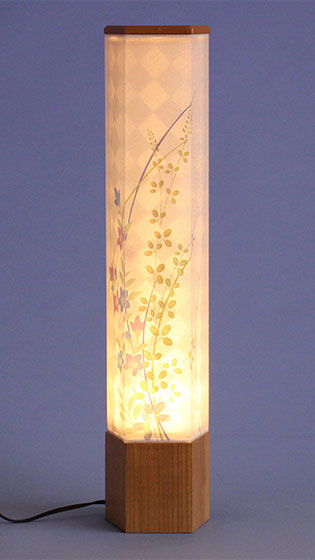 おしゃれでスリムな盆提灯 インテリア燈明 花あかり10号(桔梗)高さ55cm　暗所点灯