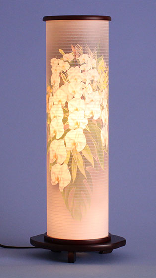 おしゃれな盆提灯 インテリア燈明 彩の舞 ワインレッド (胡蝶蘭)高さ51cm　暗所点灯