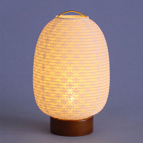 コンパクトでおしゃれな盆提灯 小紋 MINORI 高さ21cm LEDコードレス行灯(七宝)　暗所点灯