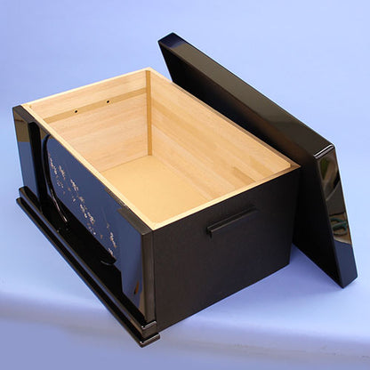 Support de rangement pour poupées Hina et May uniquement, largeur 66 cm, fleur de cerisier peinte en noir