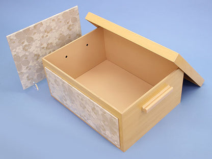 Storage stand for May dolls, 40cm wide, NW storage stand, with white cherry blossom screen