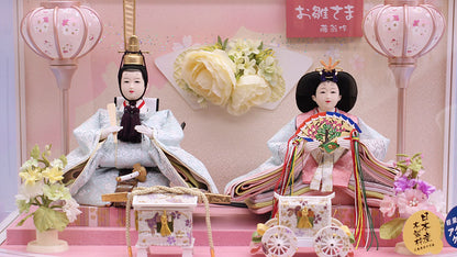 雛人形ケース飾り 二人 小三五親王　ひまり　人形正面