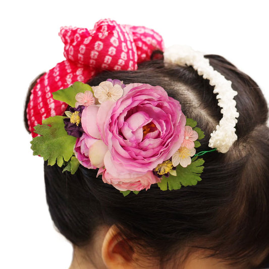 髪飾り羽子板 洋花(ピンク)髪飾りイメージ