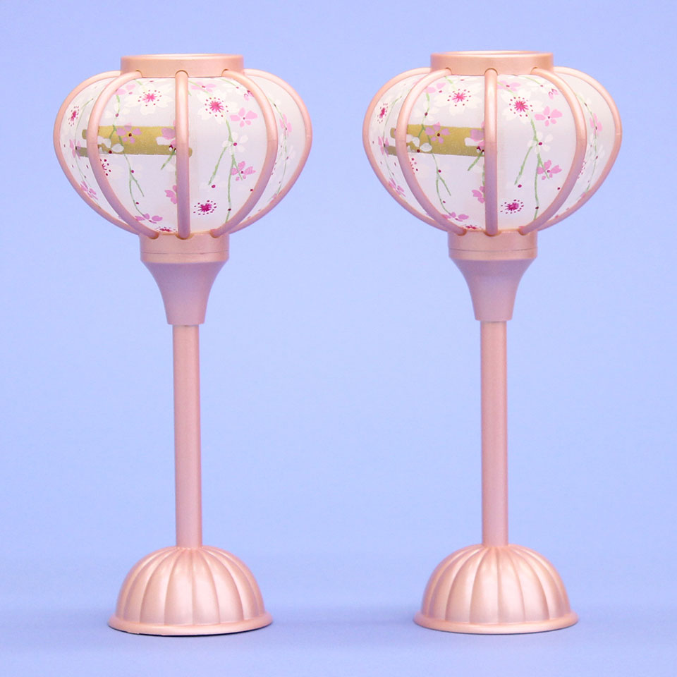 雛人形 ぼんぼり  （樹脂製） 18cm小桜LEDコードレスパールピンク