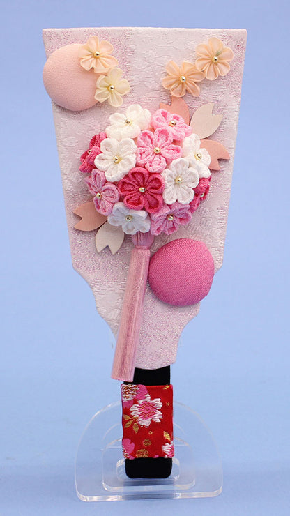 7号羽子板 梅丸(ピンク)アクリルスタンド付き