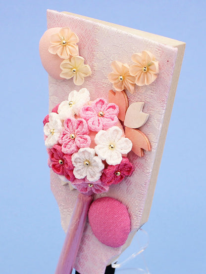 7号羽子板 梅丸(ピンク)アクリルスタンド付き　ズーム