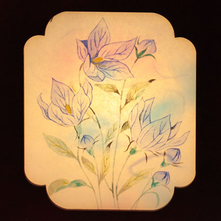 盆提灯インテリア行灯 季楽々4号(桔梗に芙蓉)高さ22.5cm　ズーム