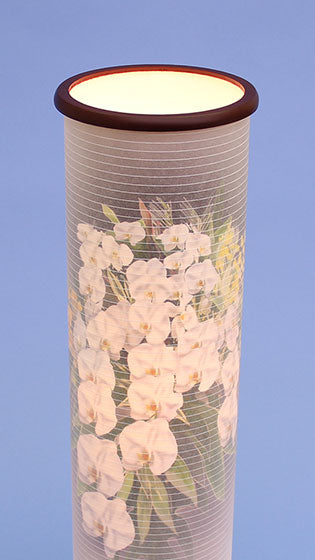 おしゃれな盆提灯 インテリア燈明 彩の舞 ワインレッド (胡蝶蘭)高さ51cm　ズーム点灯