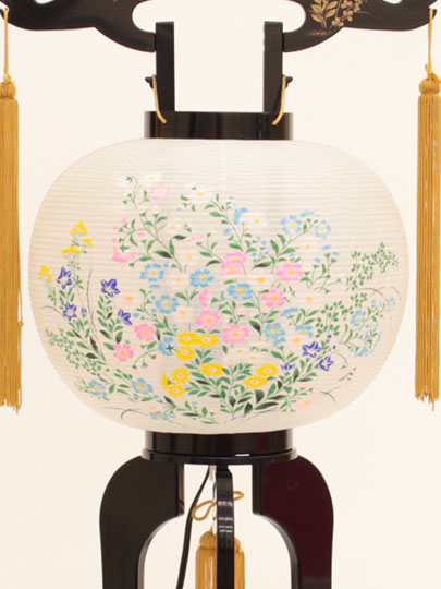 盆提灯大内行灯 回転行灯 しのか9号(菊づくし)高さ70cm　ズーム