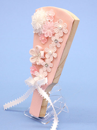 ヘッドドレス羽子板　結（ピンク）アクリルスタンド付き　横から