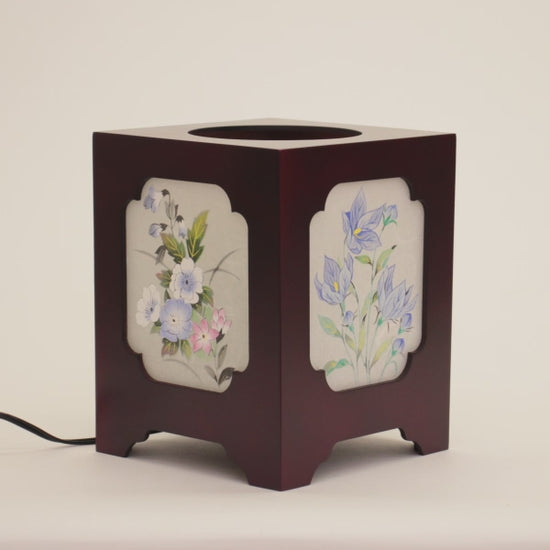 盆提灯インテリア行灯 季楽々4号(桔梗に芙蓉)高さ22.5cm　動画