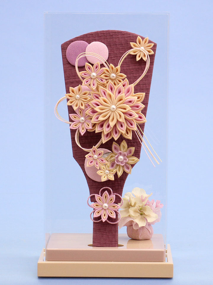 ９号髪飾り羽子板剣つまみ紫　透明バックケース入り