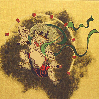 Paravent pour poupées de mai, hauteur 30 cm, paravent à deux panneaux 10-go, Dieu du vent et Dieu du tonnerre