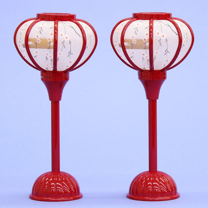 雛人形ぼんぼり  （樹脂製） 18cm小桜LEDコードレス朱塗り