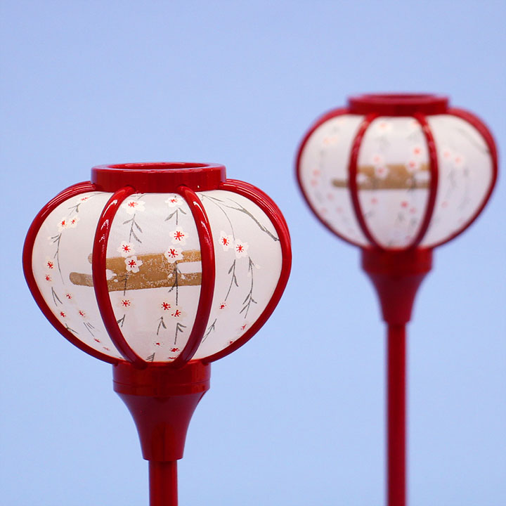 雛人形ぼんぼり  （樹脂製） 18cm小桜LEDコードレス朱塗り　消灯