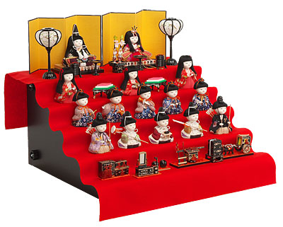 木目込み雛人形 寿鳳作若宮十五人五段飾り