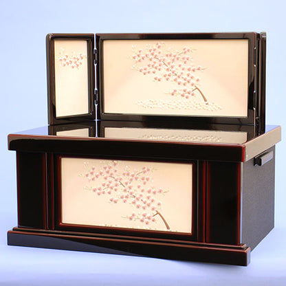 ensemble complet de poupée Hina et paravent de rangement, largeur 60 cm, n° 20, noir, Tame-Nuri Harunaga