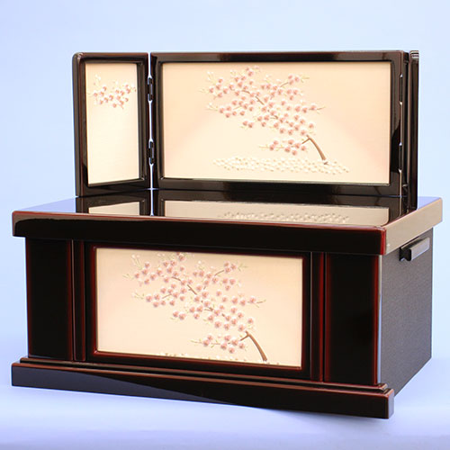 ensemble complet de poupée Hina et paravent de rangement, largeur 60 cm, n° 20, noir, Tame-Nuri Harunaga