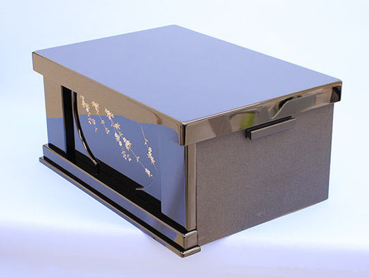 Support de rangement pour poupées Hina et May uniquement, largeur 66 cm, fleur de cerisier peinte en noir