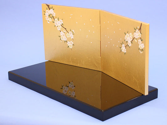 平台屏風セット 幅60cm 20号 黒角型台-９二曲しだれ桜