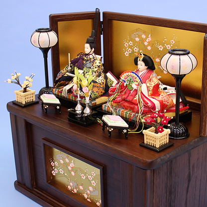 雛人形収納飾り 柳親王家具調ダークブラウン　横から